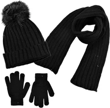Boys 3 Item Polarwear Winter Kid-Set: Hat, scarf & Glove (Style: Black1298)