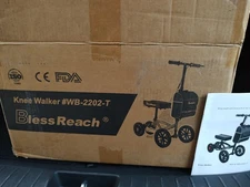 Blessreach Knee Walker Scooter All-Terrain Foldable Disc Brake for Foot Injuries