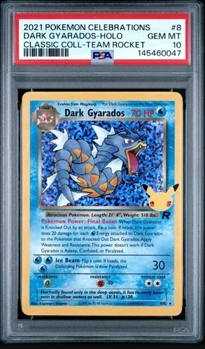2021 Pokemon Celebrations Classic Coll Team Rocket #8 Dark Gyarados Holo PSA 10