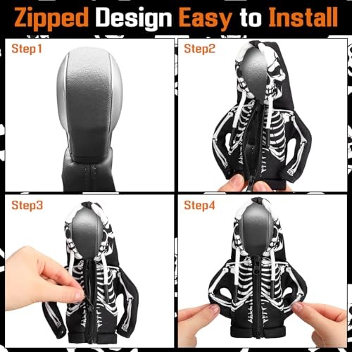 Halloween Car Gear Shift Hoodie Decoration Funny Gear black, white Skeleton