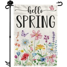 Floral Hello Spring Garden Flag 12x18 Inch Double-Sided, Outdoor Spring Decor...