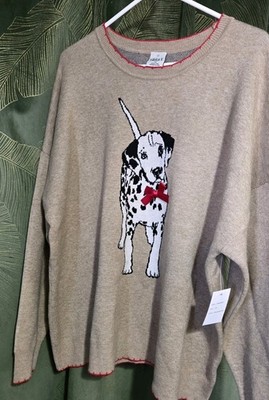Nikka K Adorable Brown/ /Tan Dalmation  With Bow Sweater 2xl 