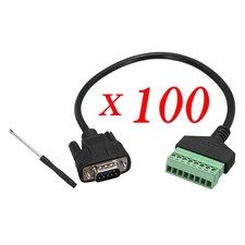 100x DB9 D-SUB 9-Pin Male To 8 Pin Bolt Screw Terminal Adapter Connector Cable