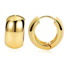Chunky Thick Hoop Earrings for Women Gold Hoops Huggie Earrings for 0.8" Hoop