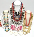 VINTAGE TO NOW COSTUME JEWELRY BEADED NECKLACE LOT, ASSORTED MATERIALS