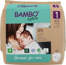 Bambo Nature Eco Nappies Size 1 Newborn 2-4kg 22 Pack Sensitive Skin 0.34 per nappy