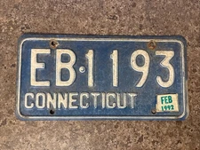 1992 Connecticut License Plate # EB-1193