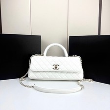 Women's Soft Cream Quilted Leather Top Handle Shoulder Purse