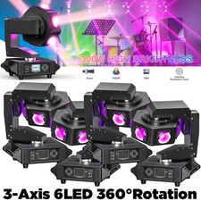 300W Moving Head Light 6LED w/ Display RGBW 360  Rotation DMX Sound DJ Lights US