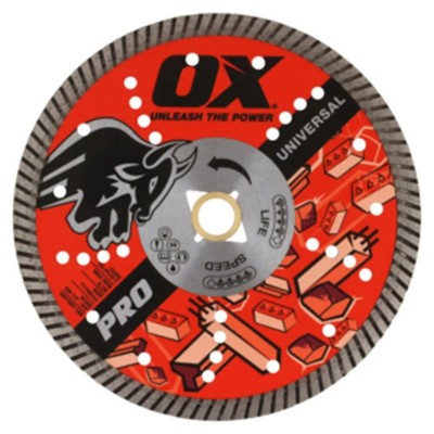 Ox Tools Pro Universal 7 Inch Turbo Rim Diamond Blade For Concrete, Metal, And