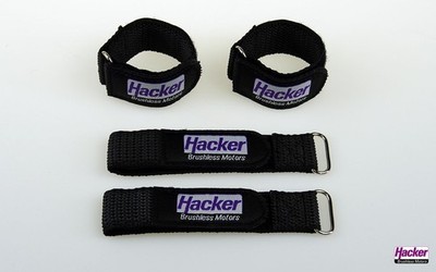 (4,98 EUR/Stück) Hacker - Klettband-Gurt gummiert 25x200mm (4er Pack)
