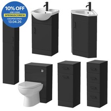 Bathroom Vanity Toilet Storage Laundry Combination Unit Basin Sink Modern Black
