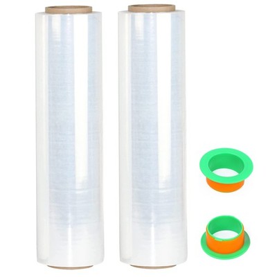 2-Pack Clear Stretch Wrap 18'' x 1000 Feet 80 Gauge Clear-2-Pack, Transparent 