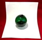 RARE CIVIL WAR ERA BLOWN GREEN GLASS BALL / RAISED PONTIL / APOTHECARY SIGN