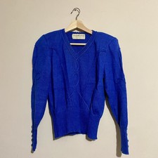 Vintage Peruvian Connection Womens Sweater Size M Blue Alpaca Golden Girls Vibe