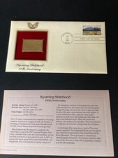 US 22kt 1990 gold replica stamp FDC 'US Statehood Wyoming' Lot 308