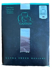 Gantos Ultra Sheer Pantyhose Control Top Sandalfoot Brown Tall Rare NEW