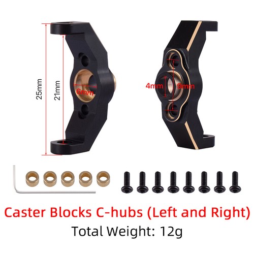 Bloques de rueda de cubierta diferente con nudillo de dirección de latón Alex para 1/18 Traxxas TRX4M - Imagen 24 de 27