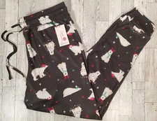Secret Treasures Sleep Pajama Pants Medium & Large Black POLAR BEARS NEW