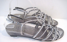 STUART WEITZMAN AUTH 399 Women s Silver Leather Nuts Sandals Size 8 1/2 M