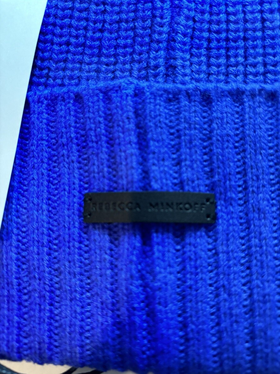 NEW NWT REBECCA MINKOFF Embroidered Peak Beanie BLUE W  display picture 2