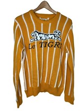 Le Tigre Striped Retro Sweater Long Sleeve Crew Neck Orange White Size Large