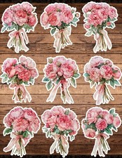 Pink English Roses Die Cut Vinyl Stickers Scrapbooking Laptop Waterbottle