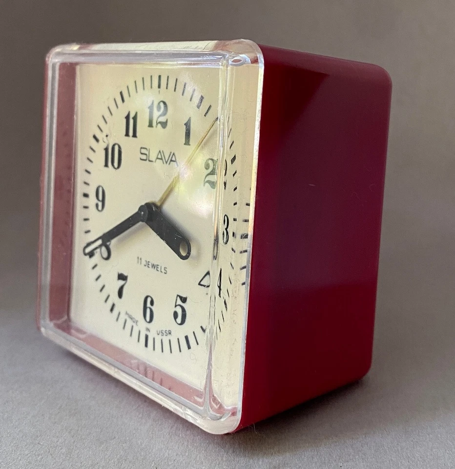 Soviet Vintage Slava Alarm Clock-White brick USSR 1980's~Perfect Condition #2952 - Image 3 of 4