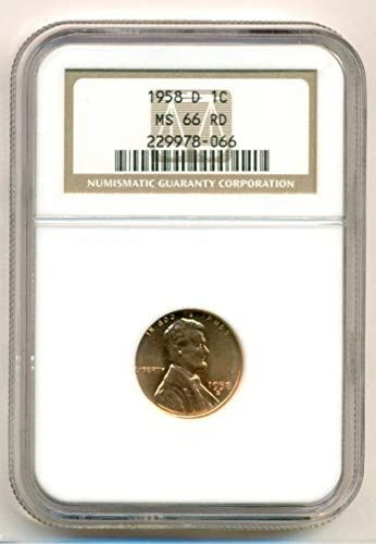1958 D Lincoln Wheat Cent MS66 RED NGC