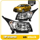 For 2011-2015 Chevy Cruze 4-Door Sedan Black Housing Headlights Assembly Pair