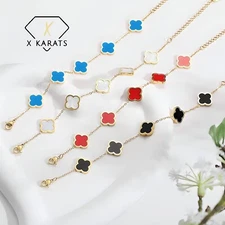 18K Gold Plated Clover Bracelet Set 4-Piece Lucky Four-Leaf Clover Bracelet Set