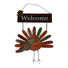 Thanksgiving Turkey Welcome Sign Metal Hanging Door Decoration