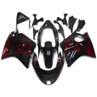 Black Dark Red Flame Fairings for Honda 1996 2007 CBR1100XX ABS Plastic Bodywork
