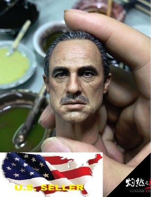 1/6 The Godfather Marlon Brando Head with CAT For Hot Toys 12'' Body  US SELLER 