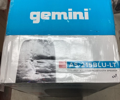 Gemini AS-215BLU-LT Dual 15" 3000W Bluetooth Loudspeaker with LED Lights NEW