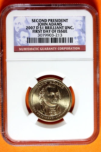 2007 D NGC BU John Adams Presidential Dollar #B41647