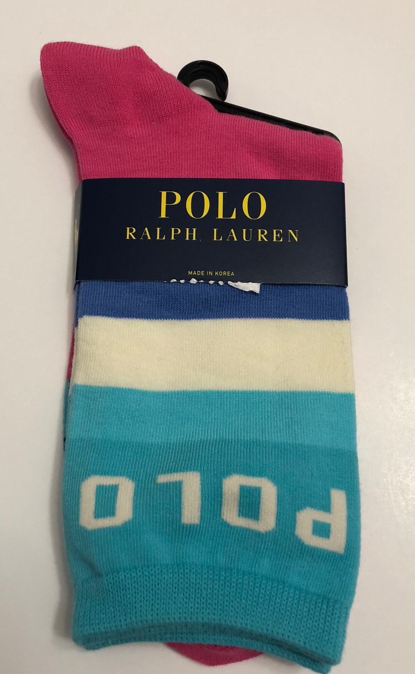 PONY Ralph Lauren calze donna girocollo a righe blocco pantalone ricamato Poni