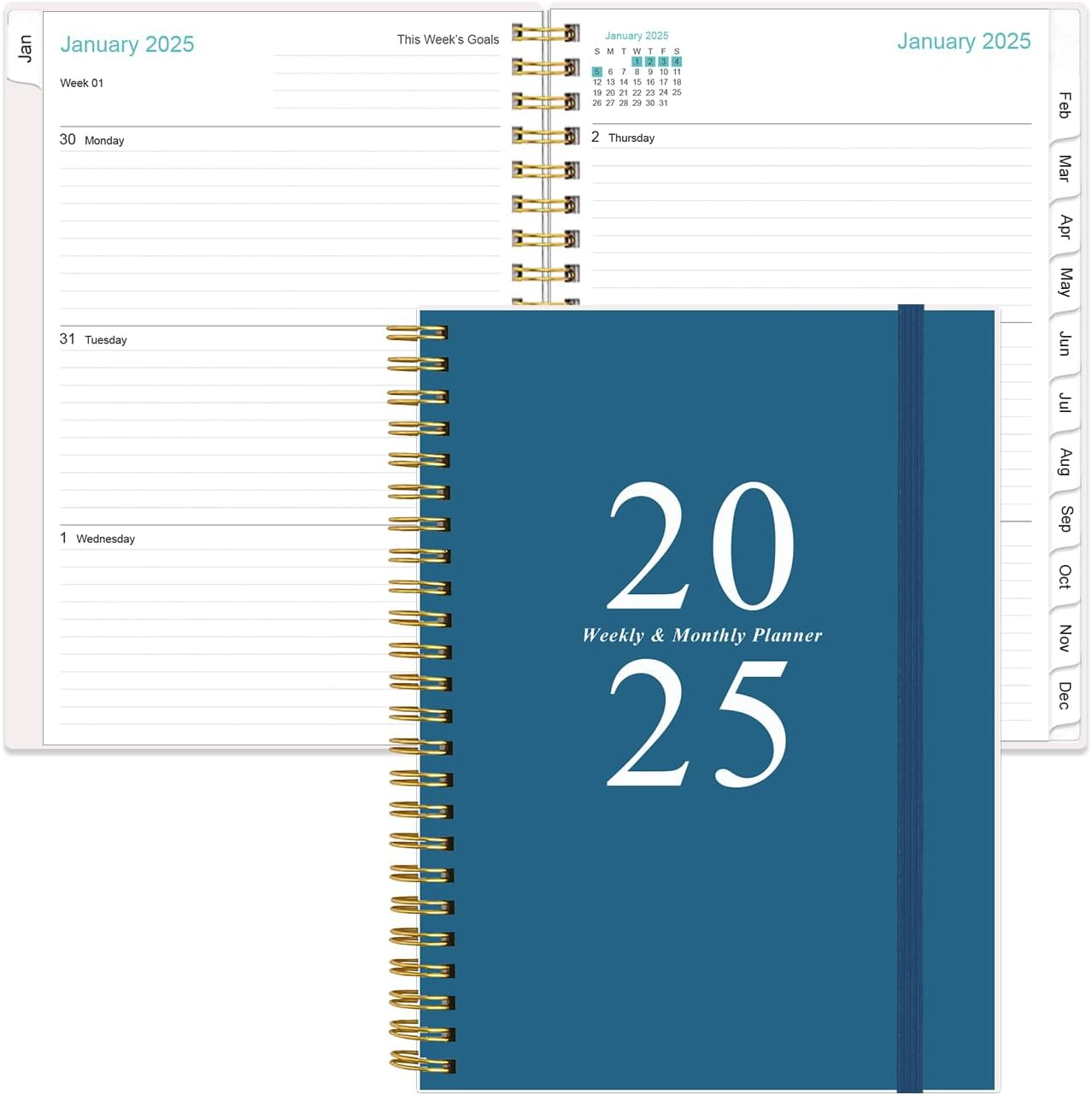 2025 Planner - Weekly & Monthly Planner Spiral Bound, Planner 2025 from January