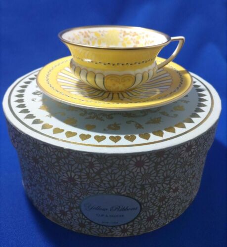 Wedgwood Harlequin Collection Cup Saucers Yellow Ribbon Dedicated Gifts - 第 1/8 張圖片