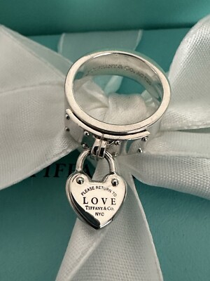 Tiffany Co RTT Love Lock Dangle Ring Sterling Silver Size