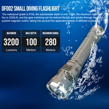 TrustFire Stepless Dimming 3200LM Rechargeable LED Diving Light Scuba Flashlight