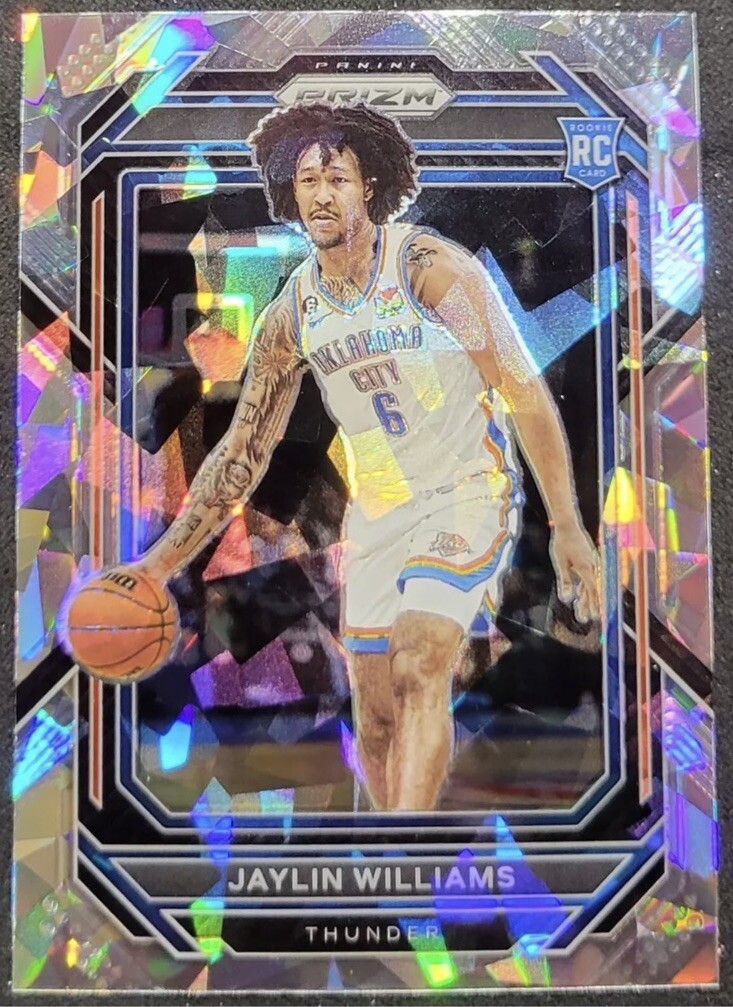 JAYLIN WILLIAMS 2022-23 PANINI PRIZM SILVER CRACKED ICE PRIZM RC #247 THUNDER