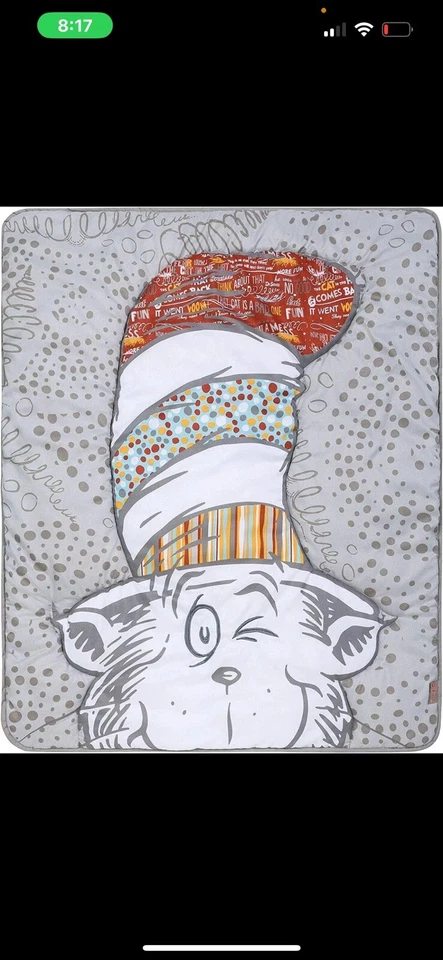 Dr. Seuss Peek-a-Boo Cat in The Hat 4 Piece Crib Bedding Set - Image 3 of 4