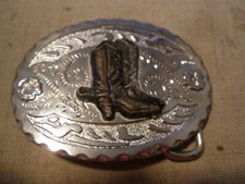 Belt Buckle Cowboy Boots Silver Tone 2.75" x 2"