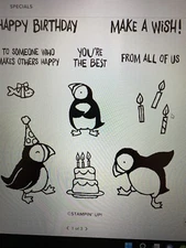 Stampin UP - Party Puffins Red Rubber Cling Stamp set of 11 - NIP