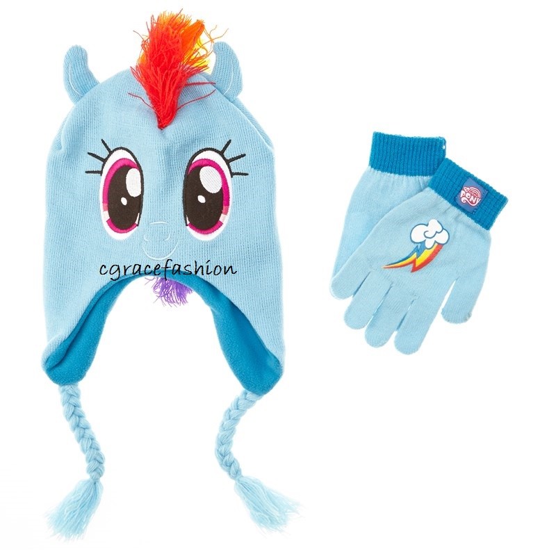 Costume My Little Pony Rainbow Dash ragazza parrucca orecchie cappello invernale peruviano set guanti