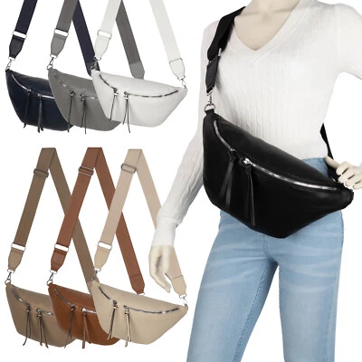 EAAKIE Bauchtasche XL Umhängetasche Crossbody-Bag Damen Tasche Kunstleder Italy-Design