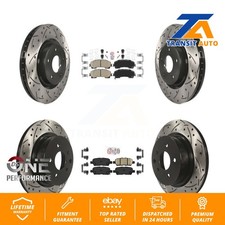 Front Rear Ceramic Pad Drilled Slot Brake Rotors Kit For 2016-2017 INFINITI QX50