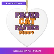 Custom Cat Dad Ornament Personalized Heart Shaped Pet Lover Gift Dog Owner