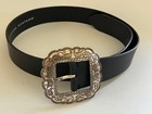 Silpada Designs Women's Italian Leather Belt Black Wide Silver Buckle M — photo 1